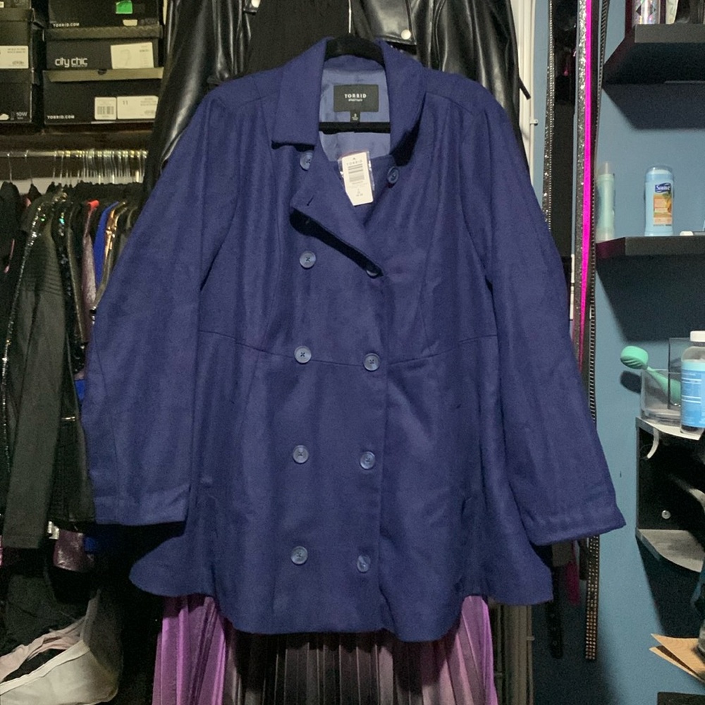 Torrid Blue Peplum Wool Peacoat